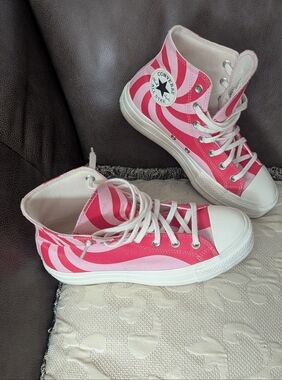 Converse Chuck Taylor Pink Swirl High Top Sneakers Lift Platform Women's Size 8